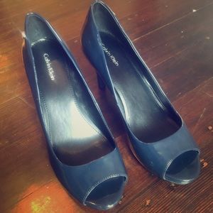 Calvin Klein Navy Open Toe Pumps